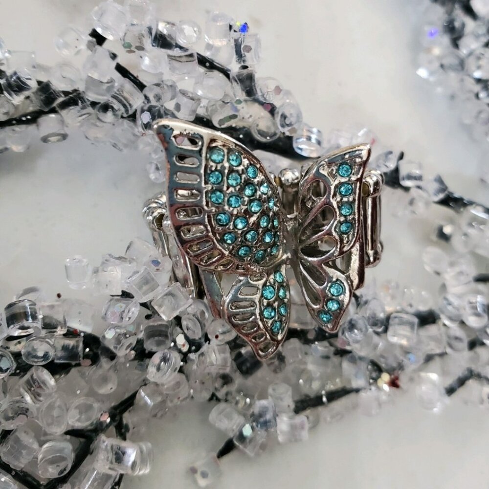 Silver Tone Blue Butterfly Stretch Ring 💥3 for $24💥